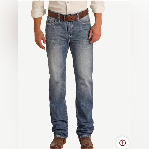 Rock & Roll Denim Relaxed Fit Large V Straight Leg Jeans Double Barrel Straight - Picture 1 of 8